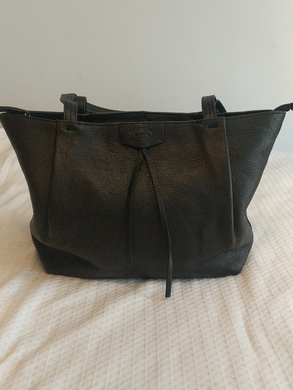 American Leather Co. Tote Lindley In Hard To Find Black Leather Like New